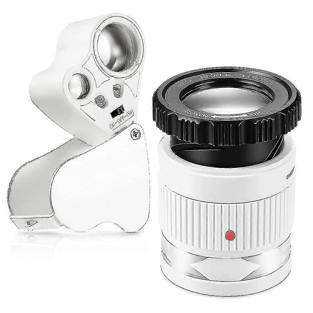 2pcs Loupe Magnifier,30x 60x Illuminated Loupe Magnifier With Led Light Magnifying Glass Eye And 30-yky