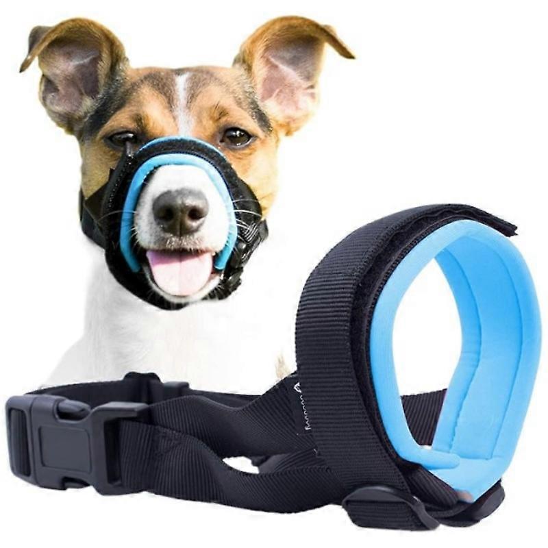 Small Blue Dog Muzzle - Safely Reduces Biting, Includes Training Guide