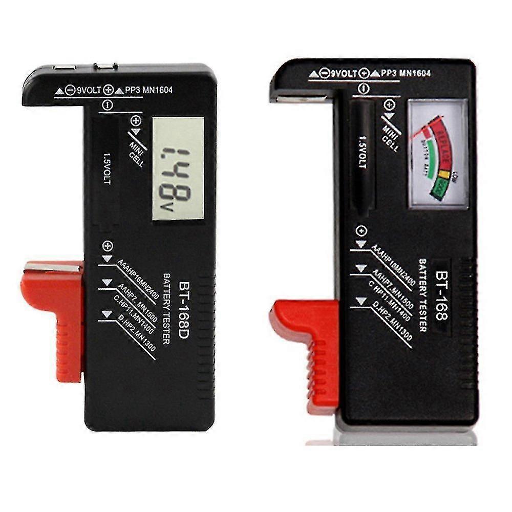 2pcs Digital Battery Tester For Aa Aaa C D 9v 1.5v Button Cell Battery
