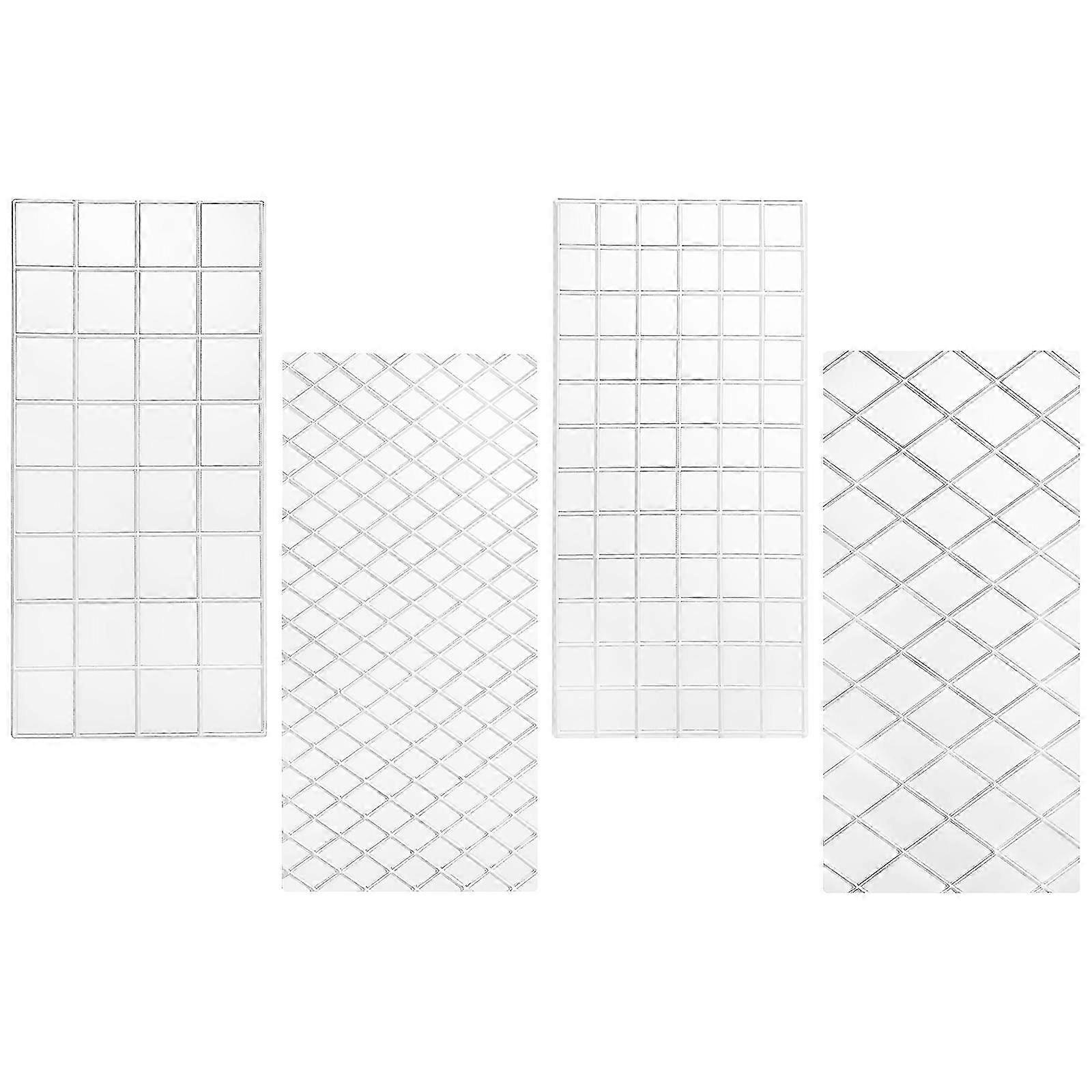 4Pcs Grid Plastic Pattern Transparent Grain Mold Impression Fondant DIY Cake Mold Pudding Jelly Mold