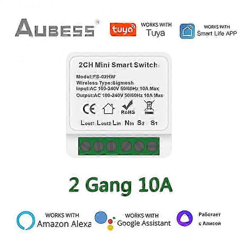 2 Way 2 Gang Wifi Smart Mini Switch Tuya/smart Life App Control Smart Home Automation