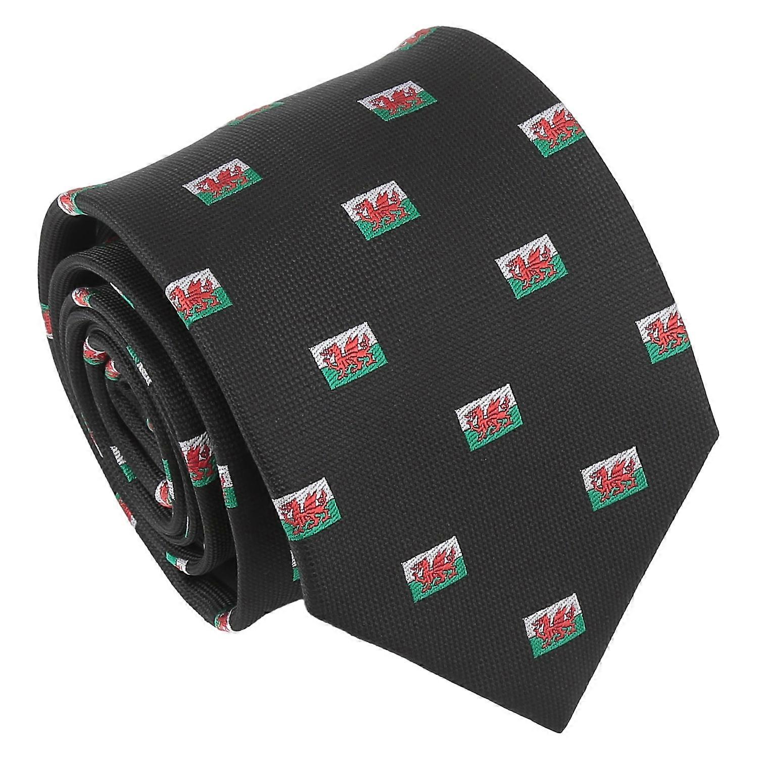 Black Welsh Flag Tie