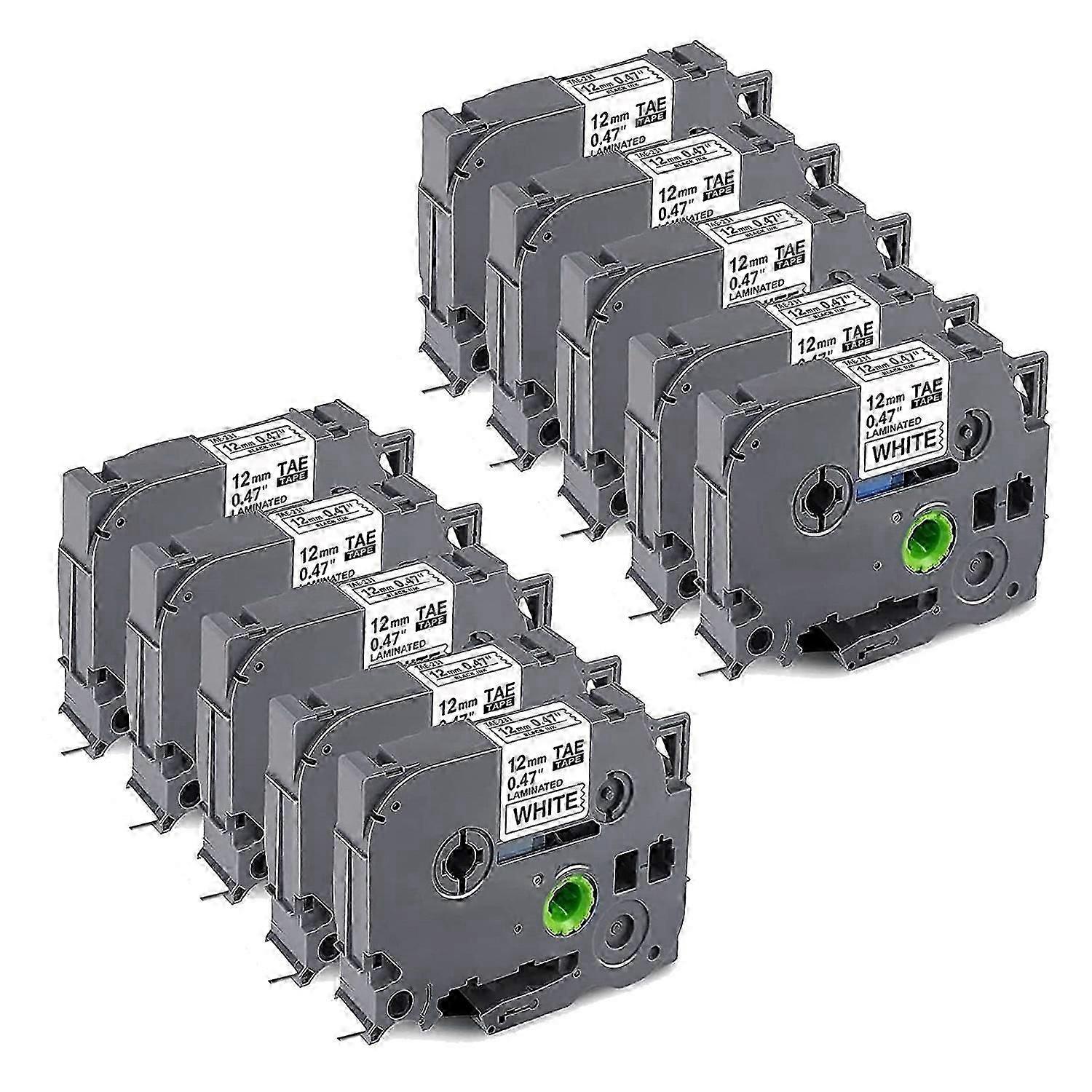 10 Pack P Touch Label Maker Αντικατάσταση ταινίας κατάλληλη για Brother TZe-231 TZe Tape 12mm 0.47 Laminated White