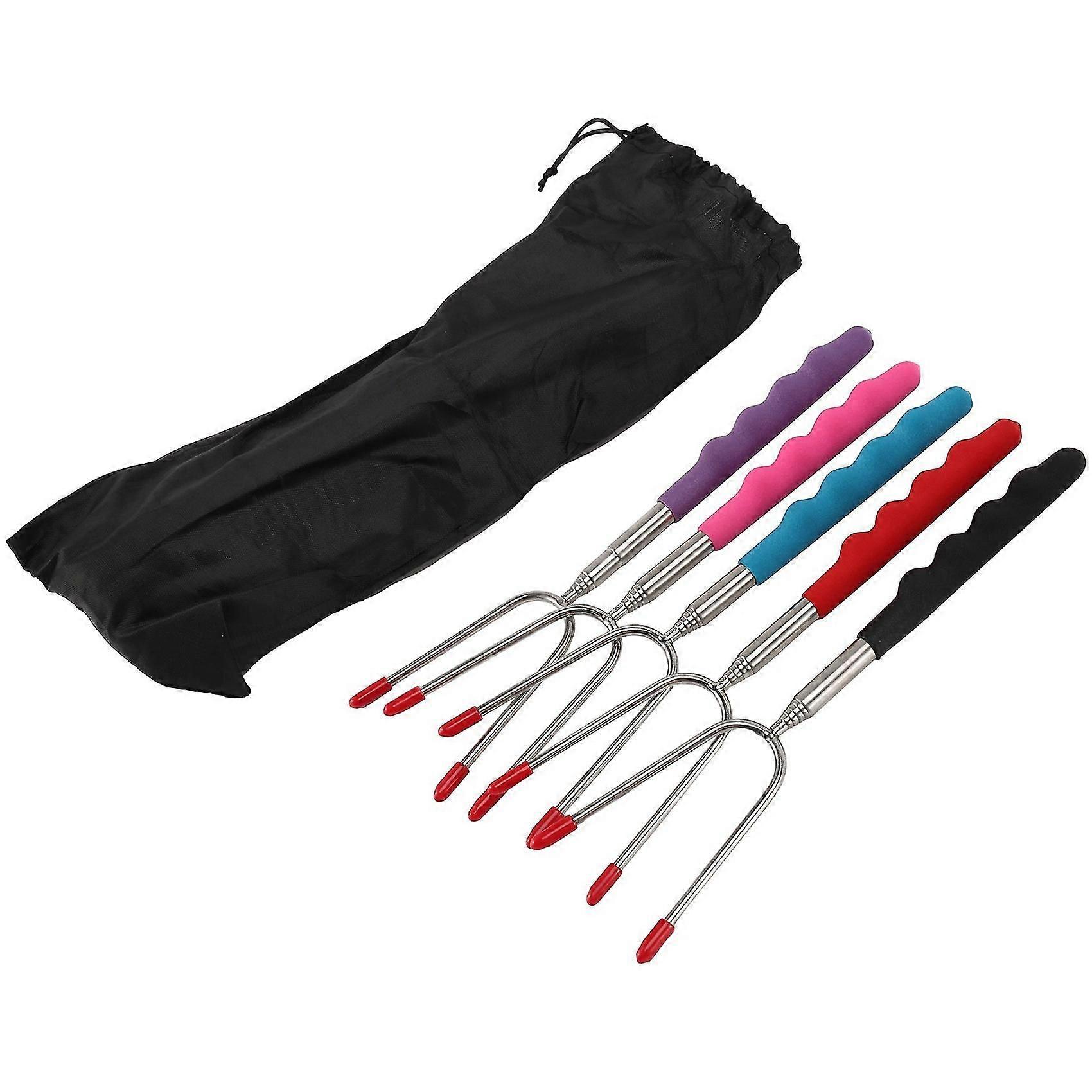 BBQ Marshmallow Toasting Forks 5Pcs Marshmallow Roasting Sticks Extendable Fork BBQ Forks Stainless