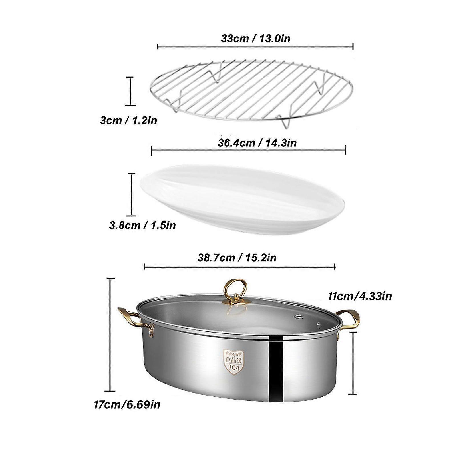 304 Stainless Steel Fish Steaming Pot Single Layer Thickened Multi Use ...
