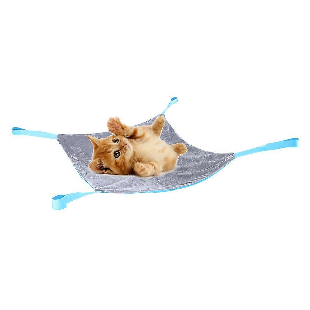 Cat Hammock Hanging Warming Pad with Double-Sided Hook and Loop (Blue-Gray L)