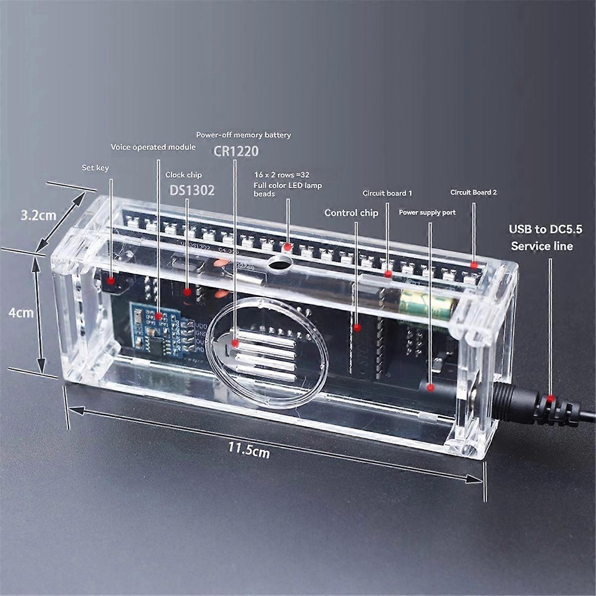 DC 5V Colorful LED Sound Control Spectrum Rhythm Light Module Digital Clock Electronic DIY Welding