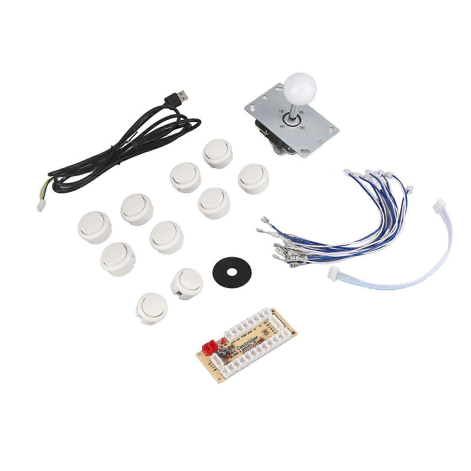 Arcade Game DIY Parts Kit Zero Delay USB Encoder JoyStick Button for Mame Game (White)