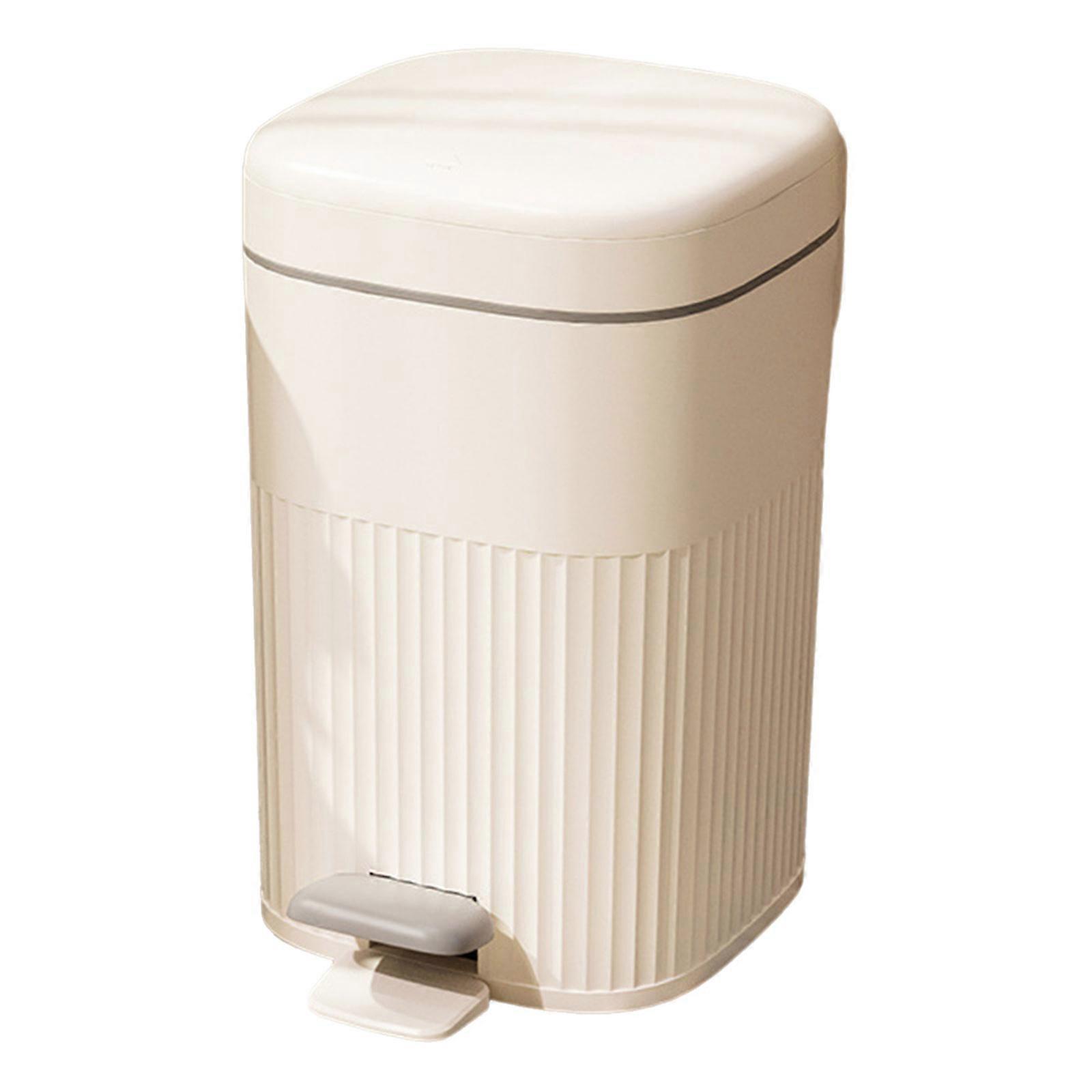 Small Trash Can with Lid Soft Closing Metal Trash Can for Bathroom Bedroom Office with Removable Inner Trash Basket