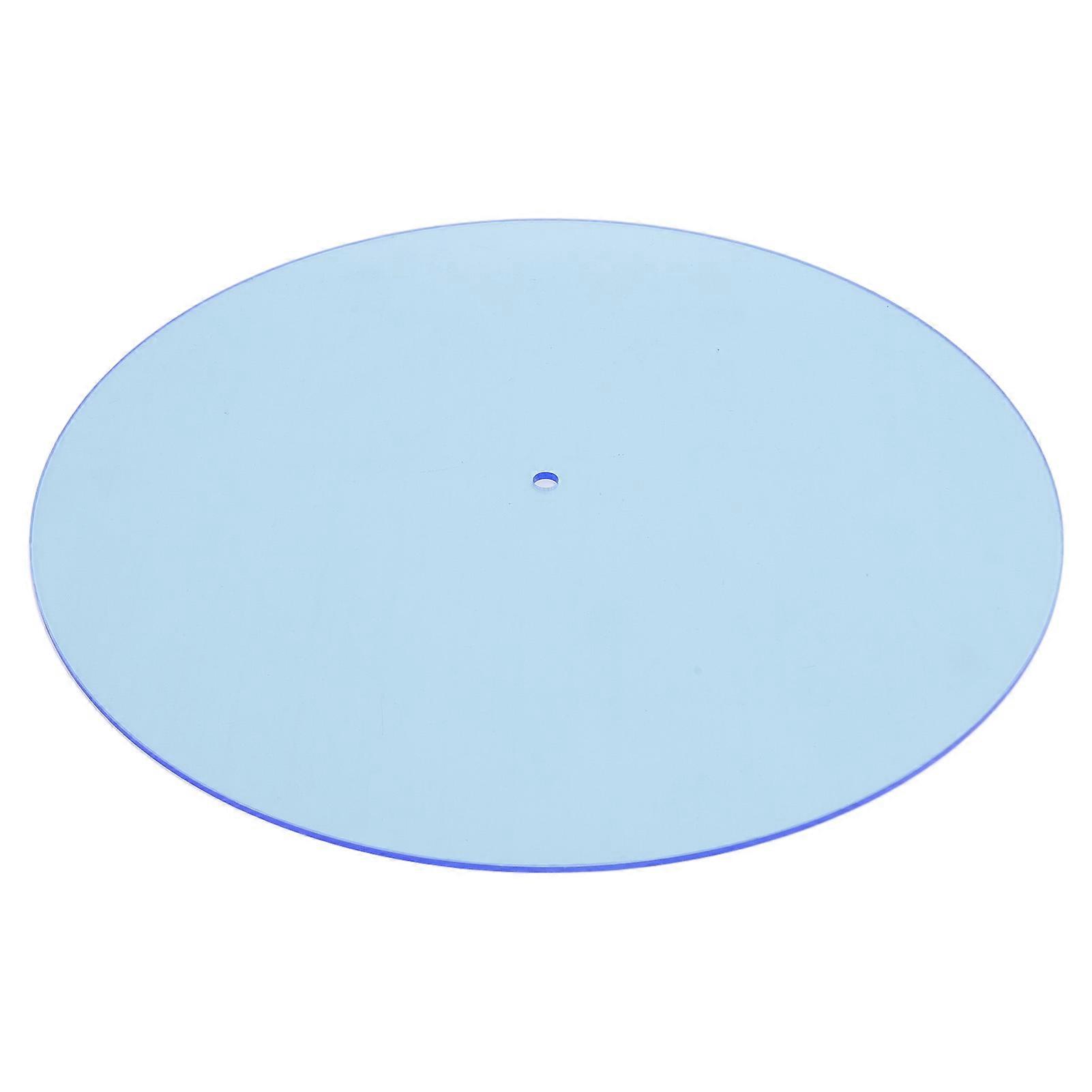 Turntable Mat Transparent Acrylic Reduce Static Dust Noise Record Platter Slipmat for 12 Inch Vintage Record Player Light Blue
