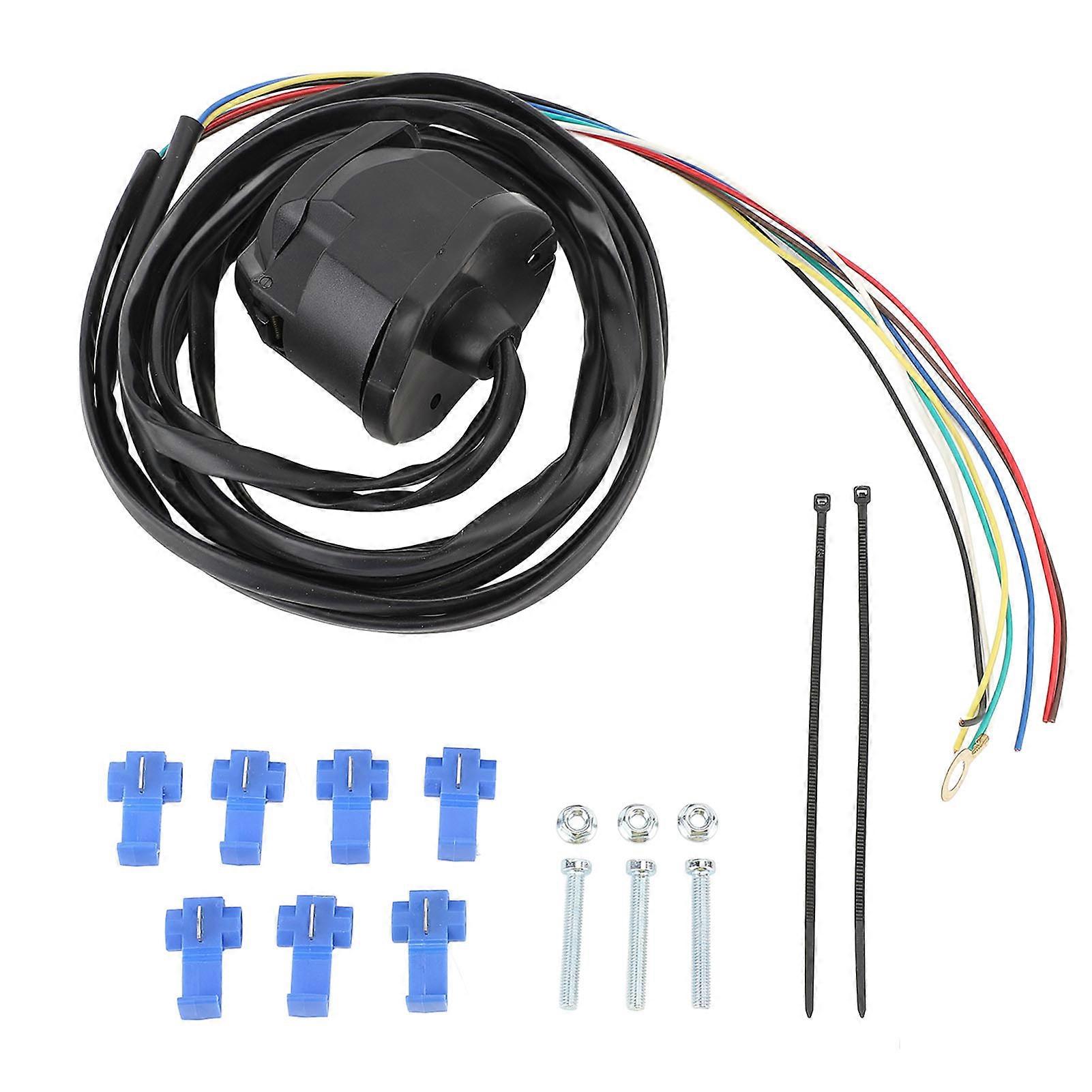 7 Pin Trailer Plug Wiring Kit with 1.5m Cable, Towing Socket Wiring Harness for Commercial Vehicles, Standard 12V Semi-Trailers