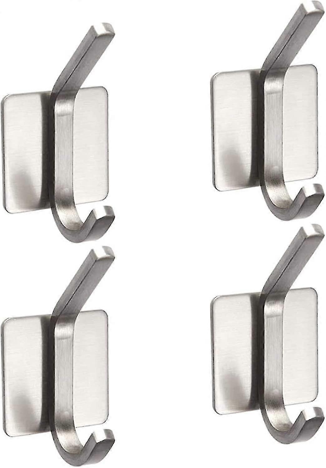 4 Pieces Stainless Steel Adhesive Hooks, Waterproof and Rustproof