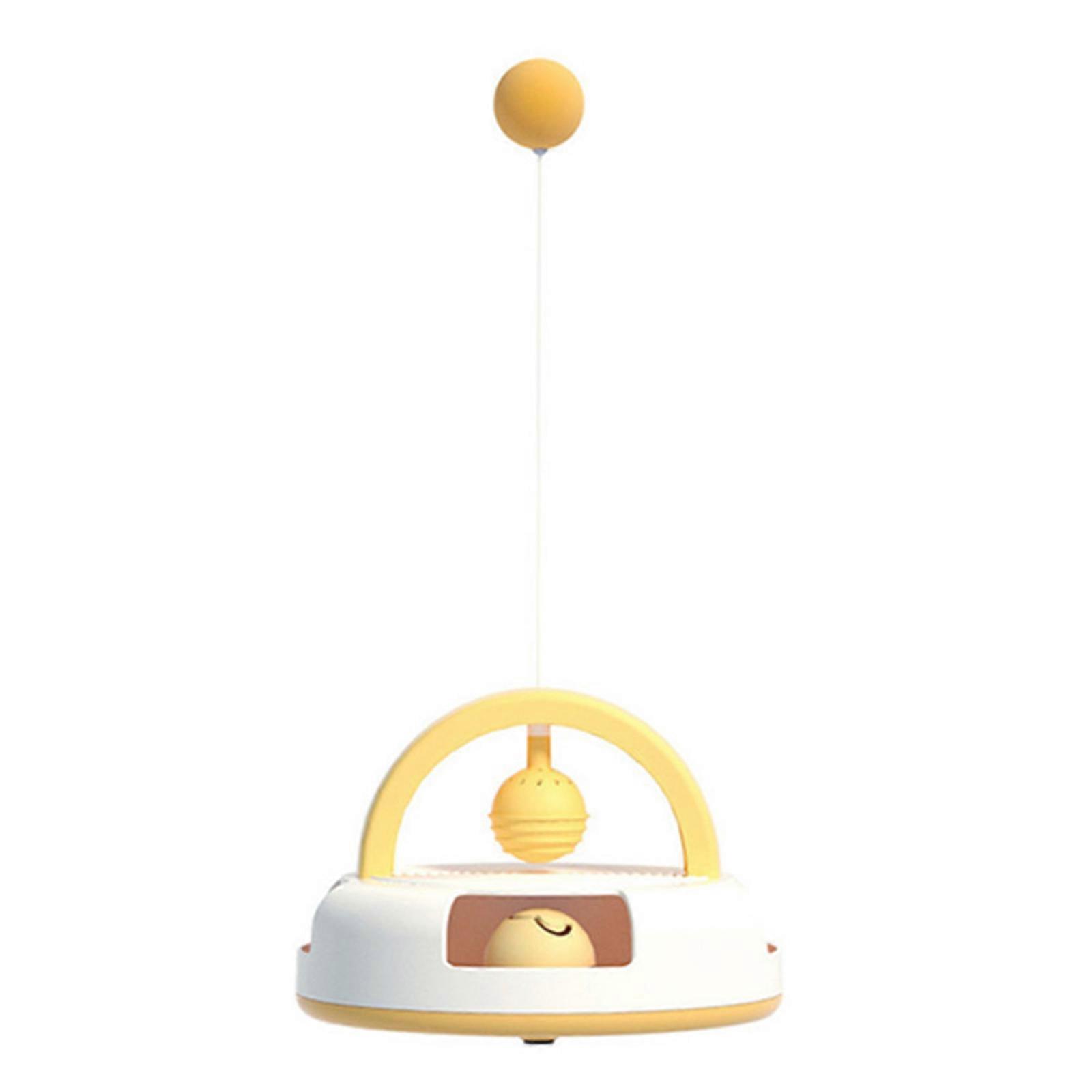Unique Cat Toy Gravity Table Tennis with Catnips Balls Multi-function Turntable Teasing Cat Stick Tumbler Pet Supplies Yellow