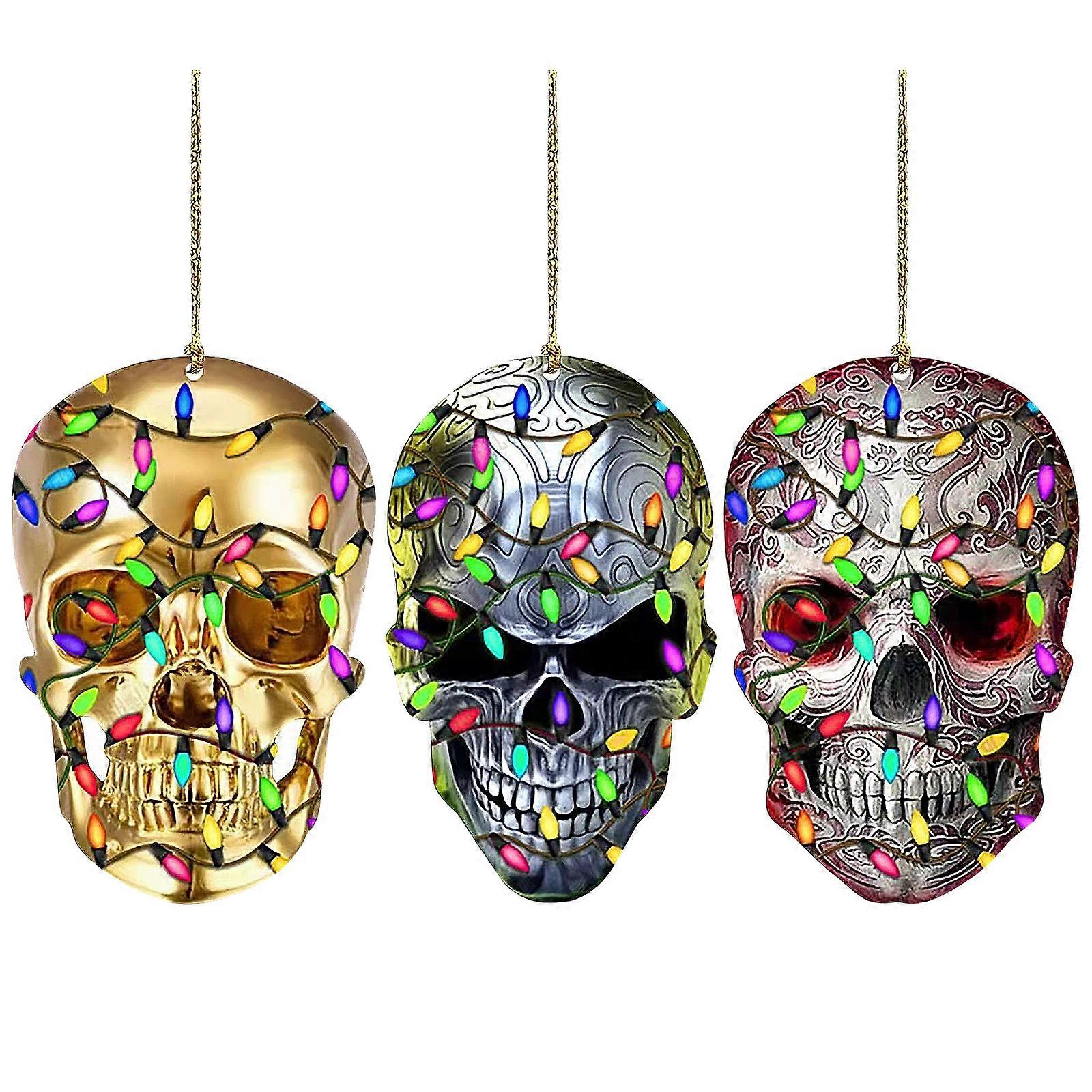 Acrylic Skull Head Halloween Hanging Ornament for Car or Tree