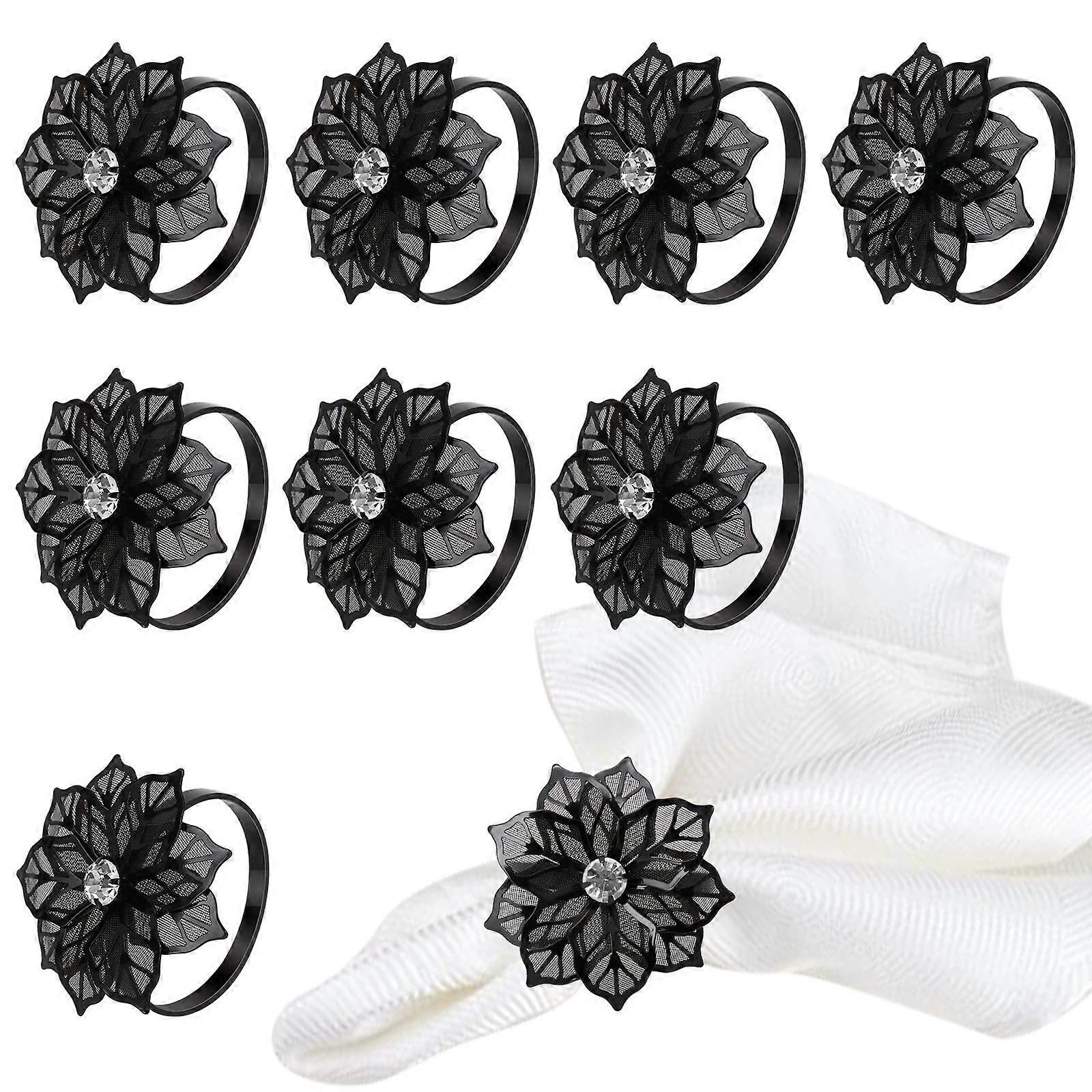 18-Pack Alloy Flower Napkin Rings Hollow-Out Design for Wedding and Party Tableware - Elegant Table Decor