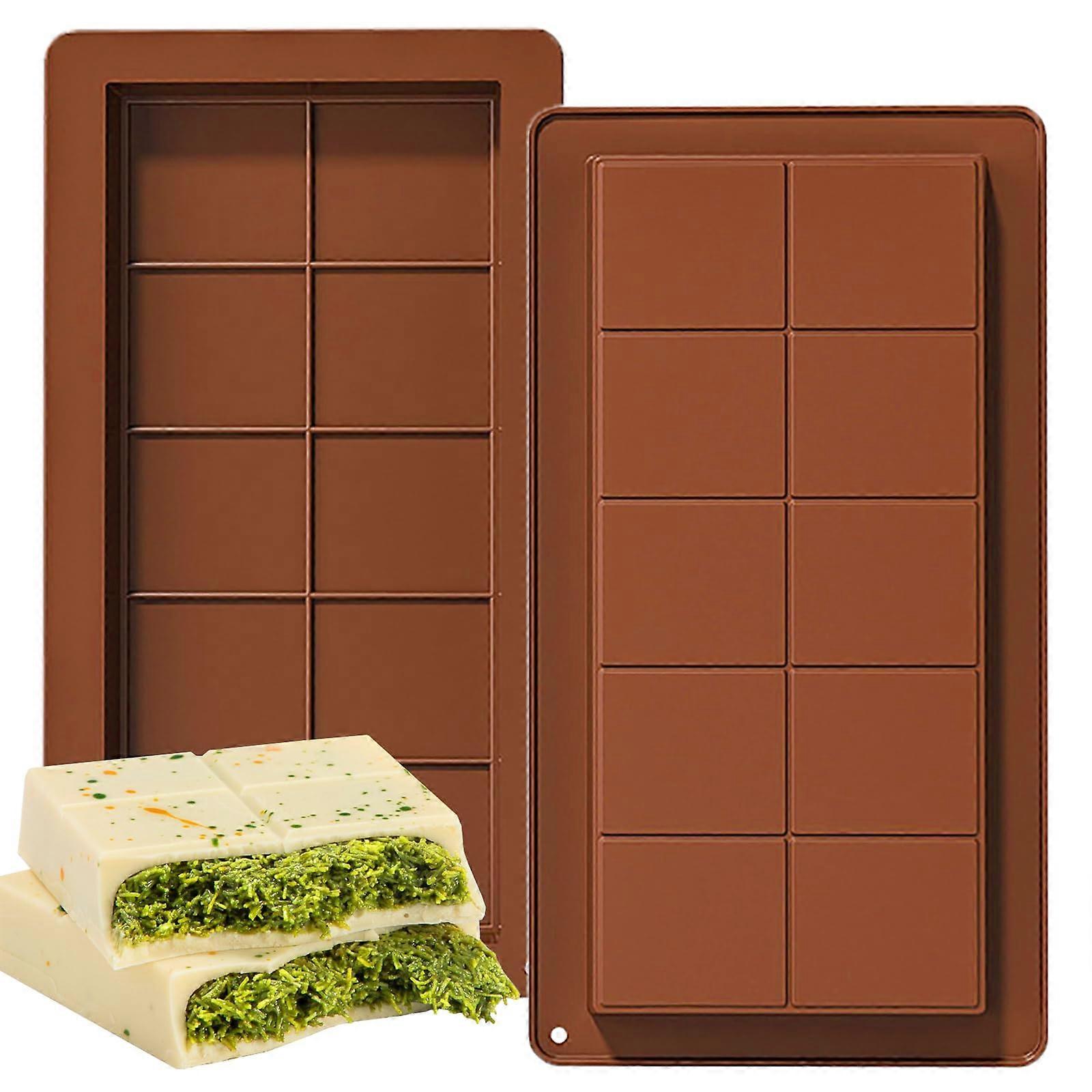 Dubai Silicone Chocolate Bar Molds, Deep Rectangular, Large Size, 2 Pack for Stuffed Bars