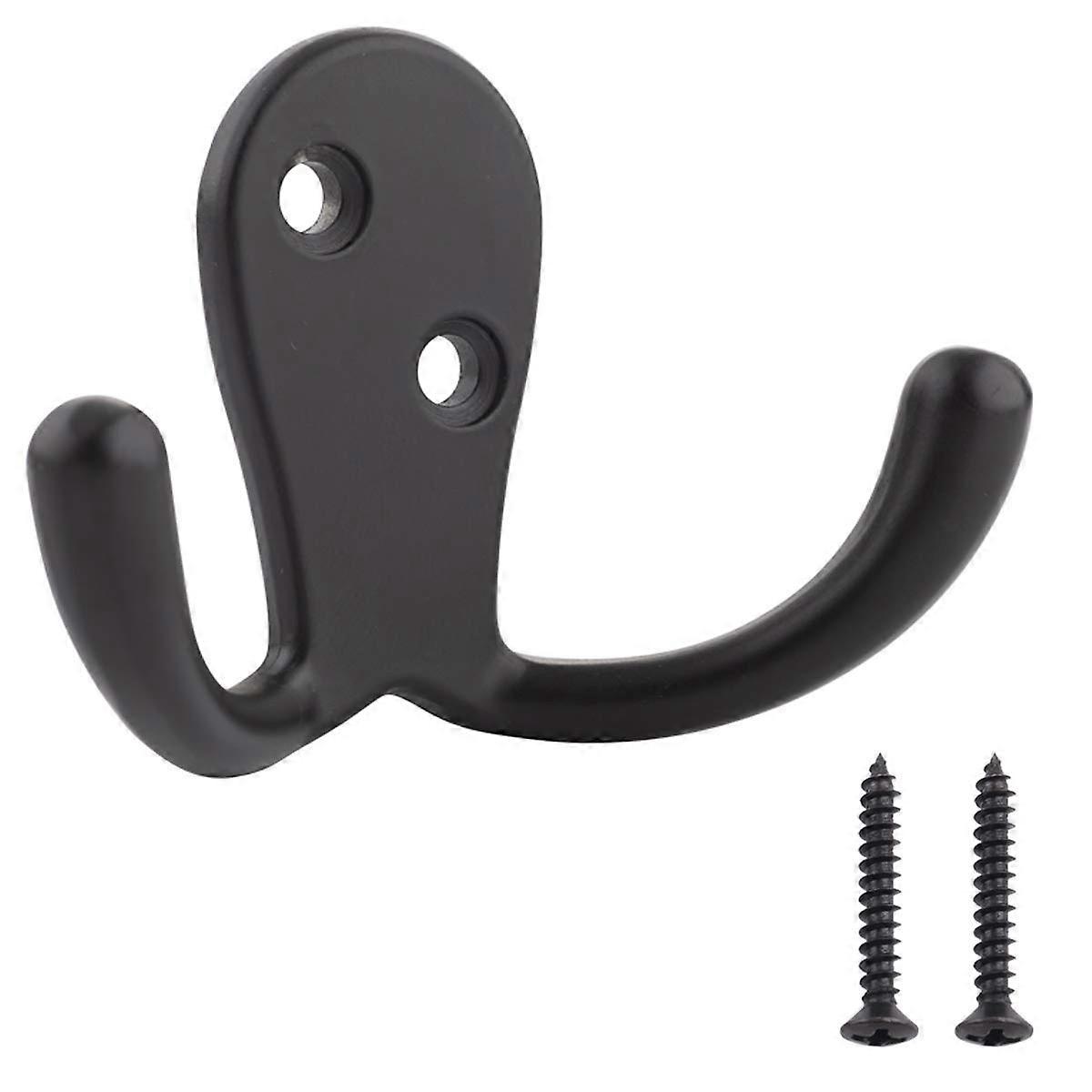 Curved Zinc Robe Hooks Flat Black Finish 5-Pack Wall-Mounted Bathroom Hook Set