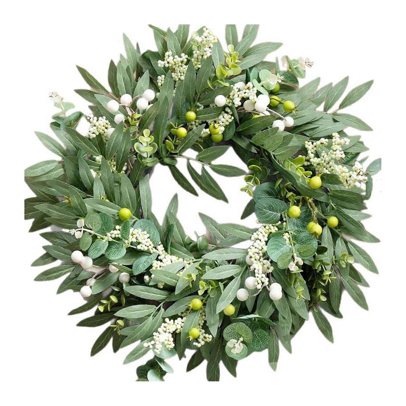 St. Patrick's Day Wreath Hanging Pendant Realistic Looking Easy to Hang Front Door Artificial Spring Eucalyptus Wreath Decor