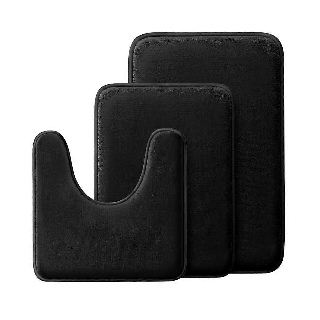 3 Piece Bath Mat Set Memory Foam Non Slip Absorbent Quick Dry Ultra Soft for Modern Bathroom