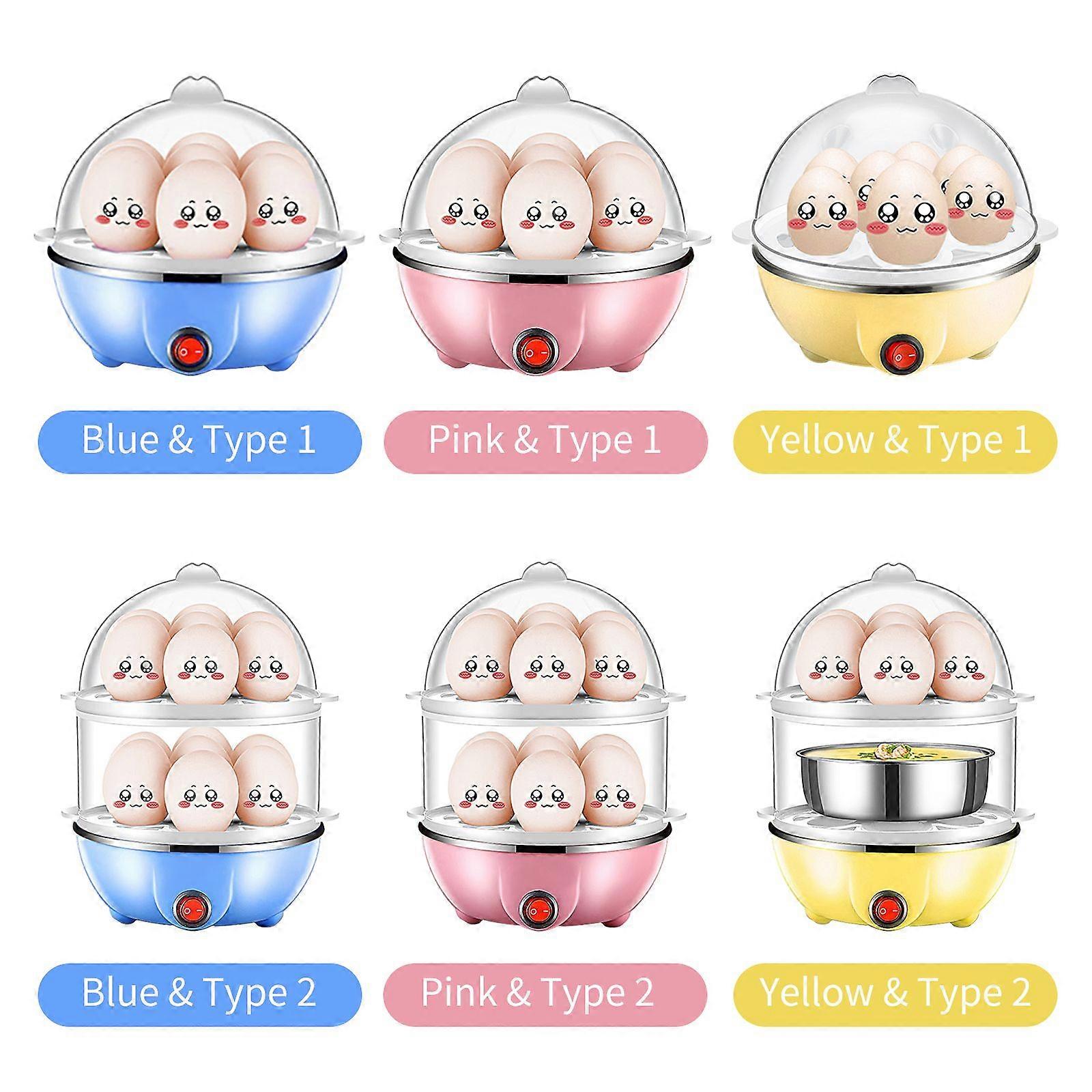 Double Layer Egg Cooker 14 Egg Capacity Hard Boiled Egg Cooker Anti-dry Electric Egg Boiler with 40mL Measuring Cup Steam Vegetables
