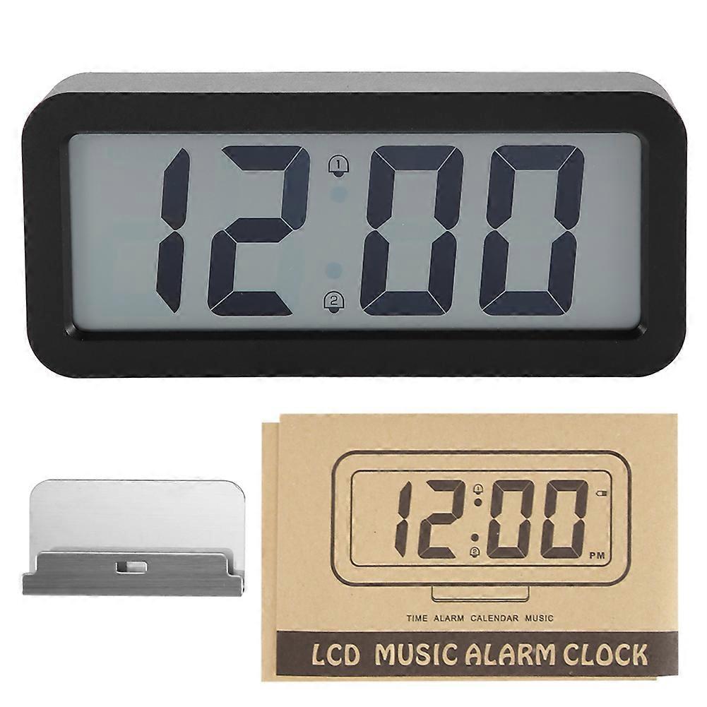 Digital Alarm Clock LCD Display Music Desk Wall Clocks Decor for Home Bedroom