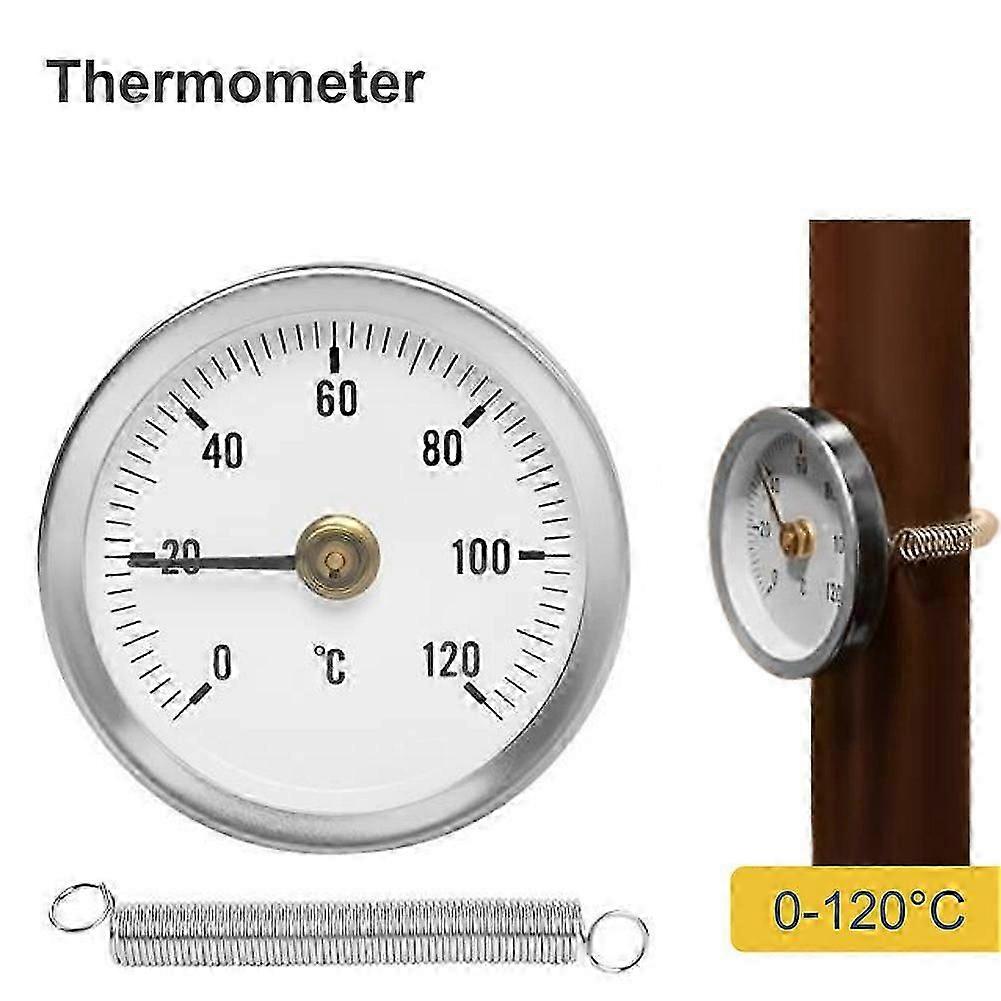 Termometro in acciaio 0-120C Termometro per tubo dell'acqua calda Tubo del camino Forno Barbecue Quadrante Indicatore di temperatura