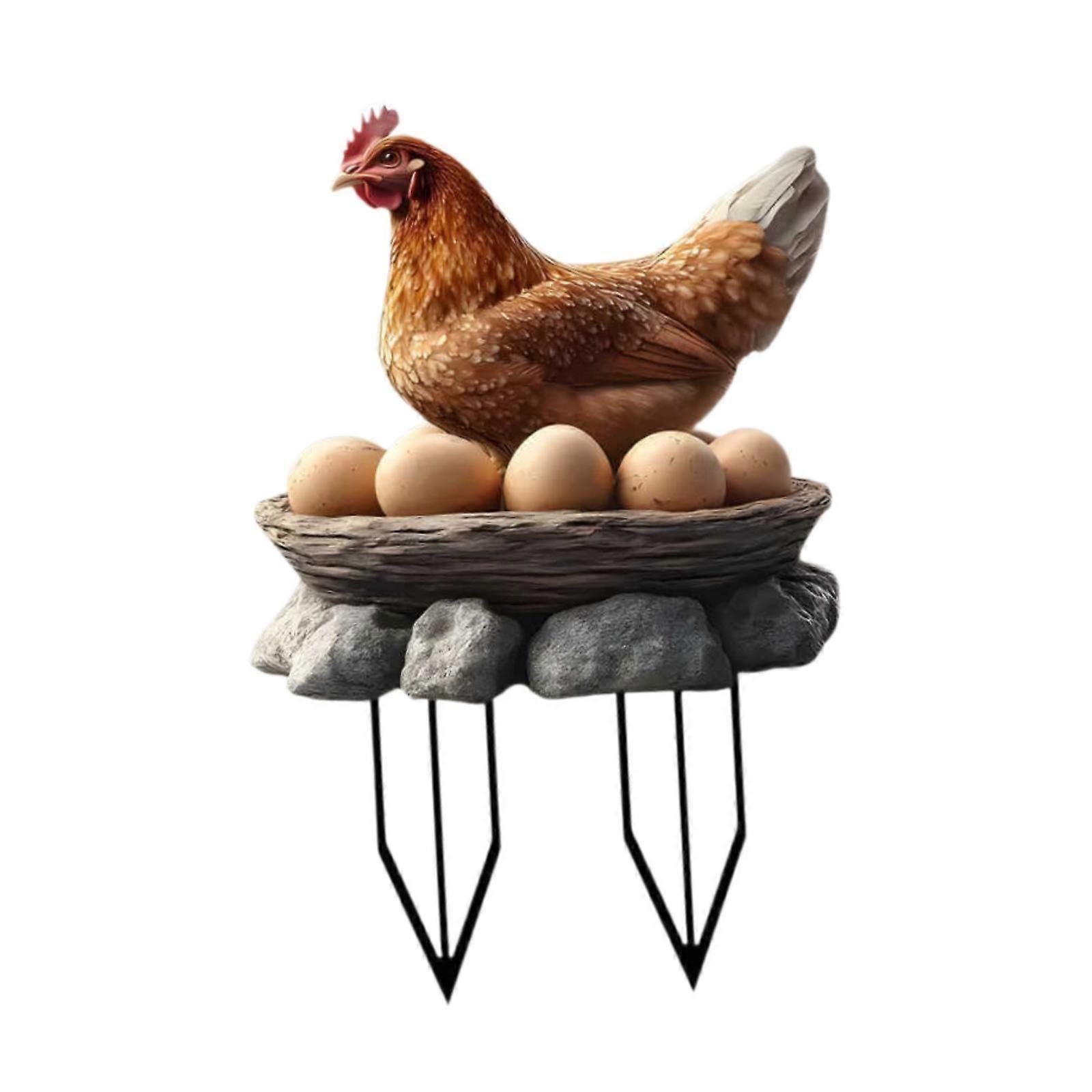 Hen Laying Eggs Plaque Flowerpot Stake Accessories Versatile Yard Decoration