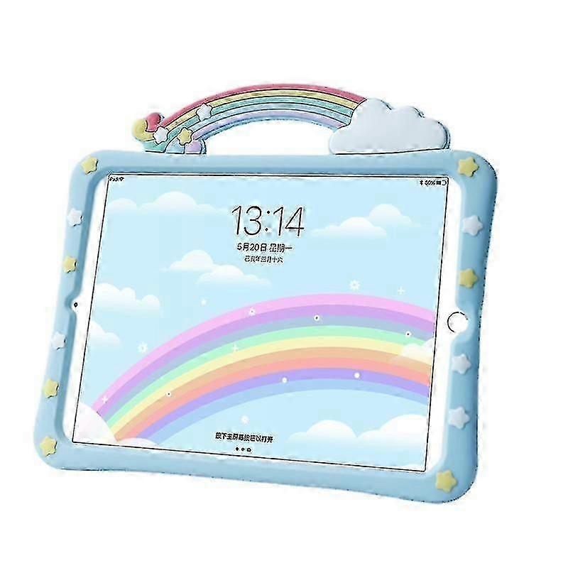 Kids Case compatible Ipad 2019(10.2inch) Built-in Handle Stand, Comes With A Strap Silicone Shockproof Ipad Cover (blue)
