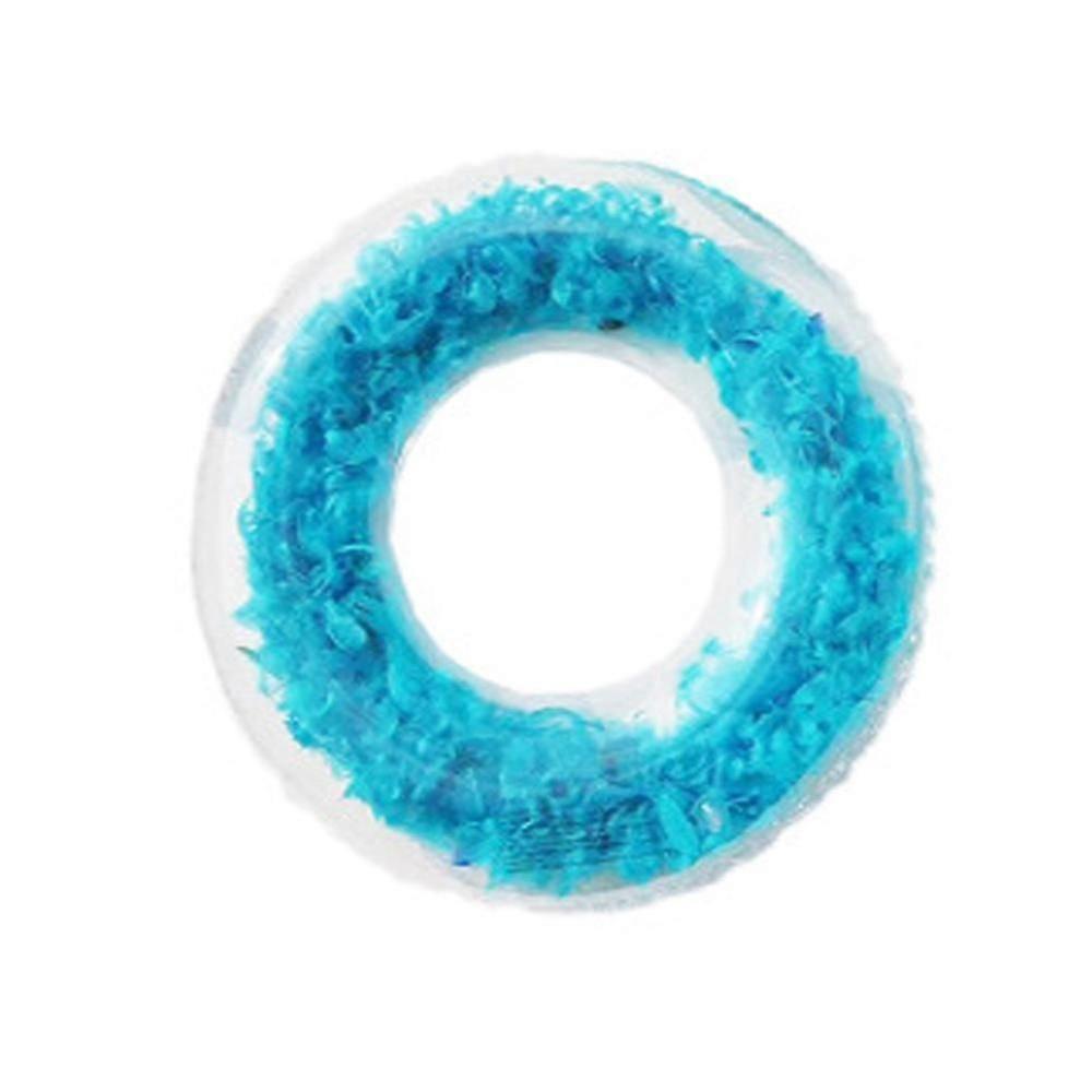 Inflatable Clear Swimming Ring Thickened Sequin Feather Inflatable Pool Floatation Ring - Blue - 80#.