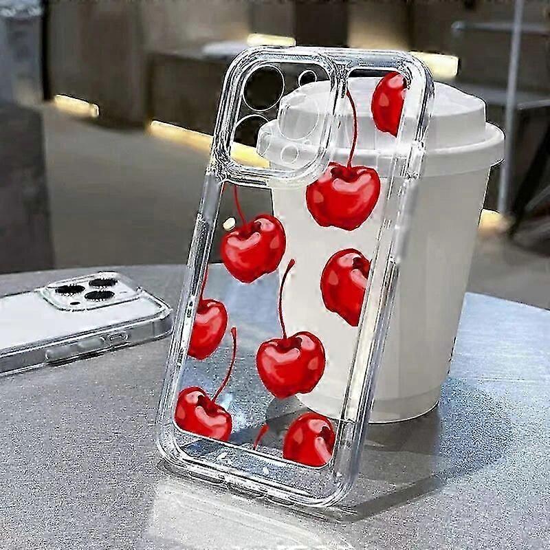 Soft Clear Phone Case compatible iPhone 15 Cases iPhone 14 13 12 11 Pro Max XS X XR 7 8 15 14 Plus SE 2020 Cherry bowknot Pattern Cover_Gift for G