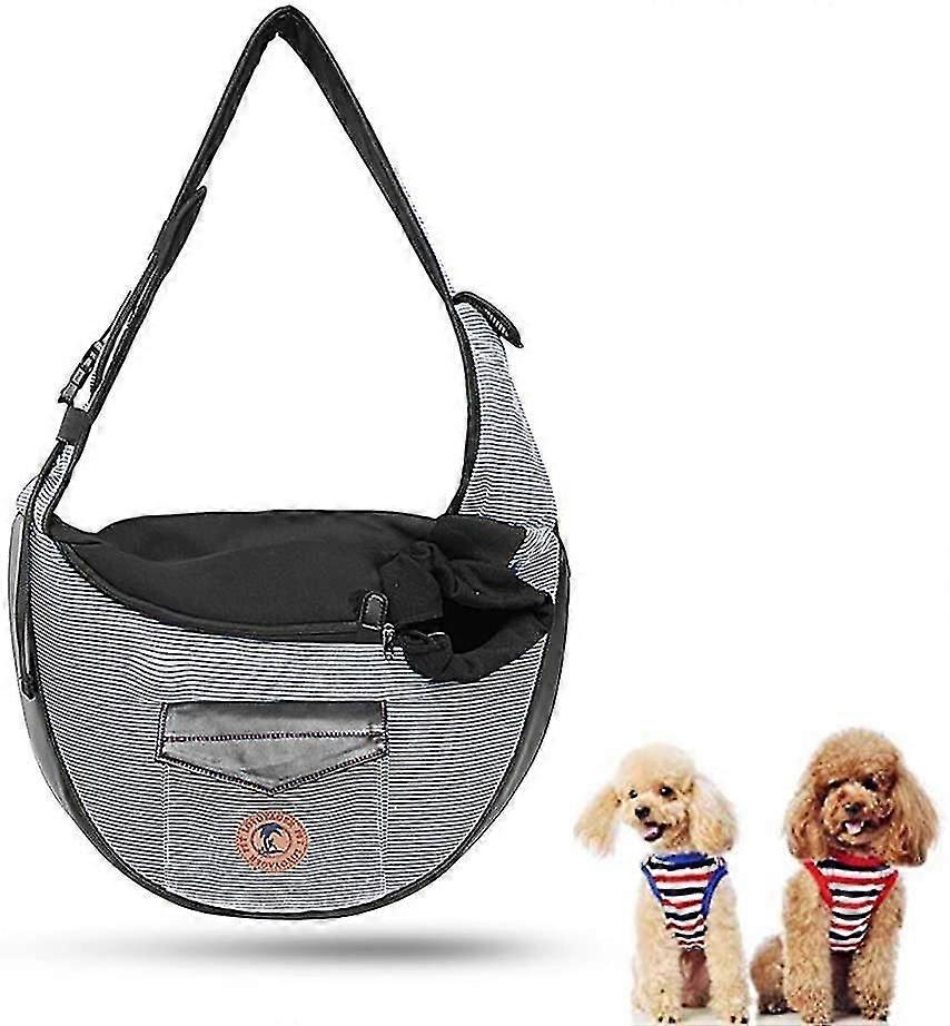犬のスリング、犬のキャリアバッグ、小さなペットキャリアバッグ、シングルショルダーキャリアバッグ、ショルダーバッグ、調整可能なパッド入りのショルダーストラップ、グレー