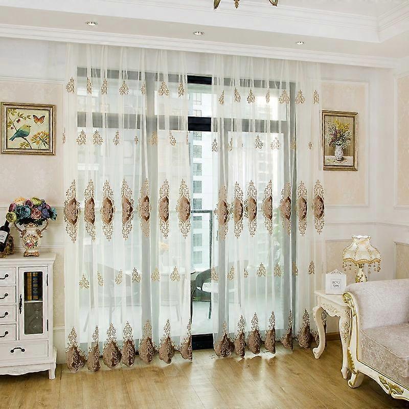 Window Blinds Embroidery Tulle Curtains for Living Room Europe Luxurious Blue Window Screen High End Kitchen Drape Panel