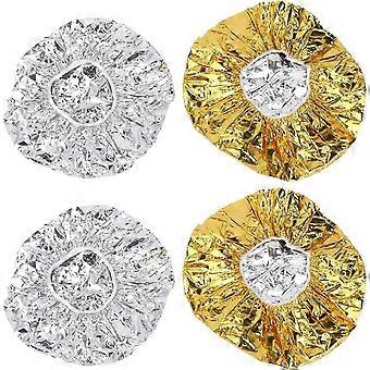 4pcs Aluminum Foil Cap Disposable Hair Coloring Cap Elastic Heat Shower Cap for Deep Conditioning