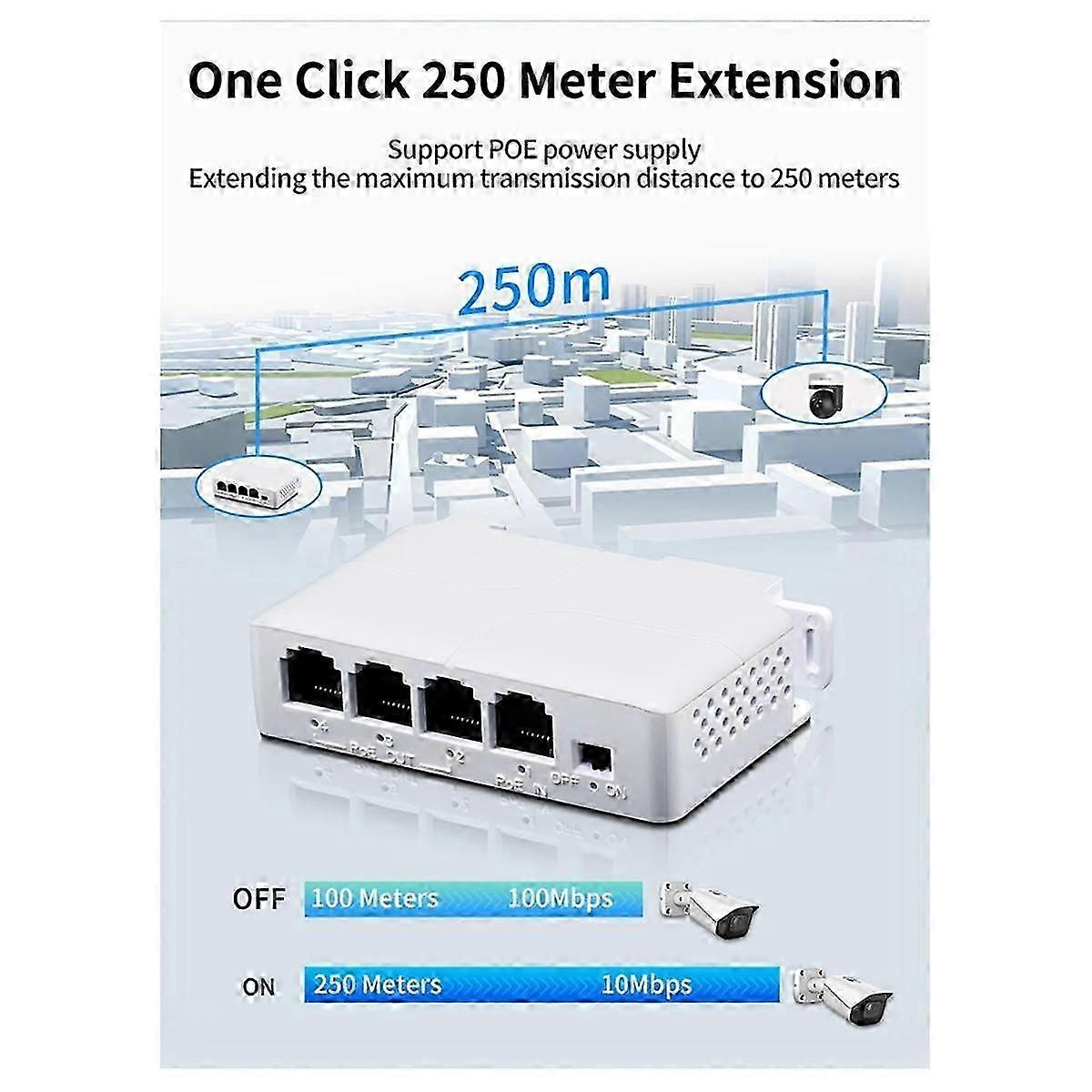 4 Adet 4 Bağlantı Noktası 1 ila 3 Bağlantı Noktalı PoE Genişletici Pasif Basamaklanabilir IEEE802.3Af 100Mbs IP İletim Temsilcisi js için
