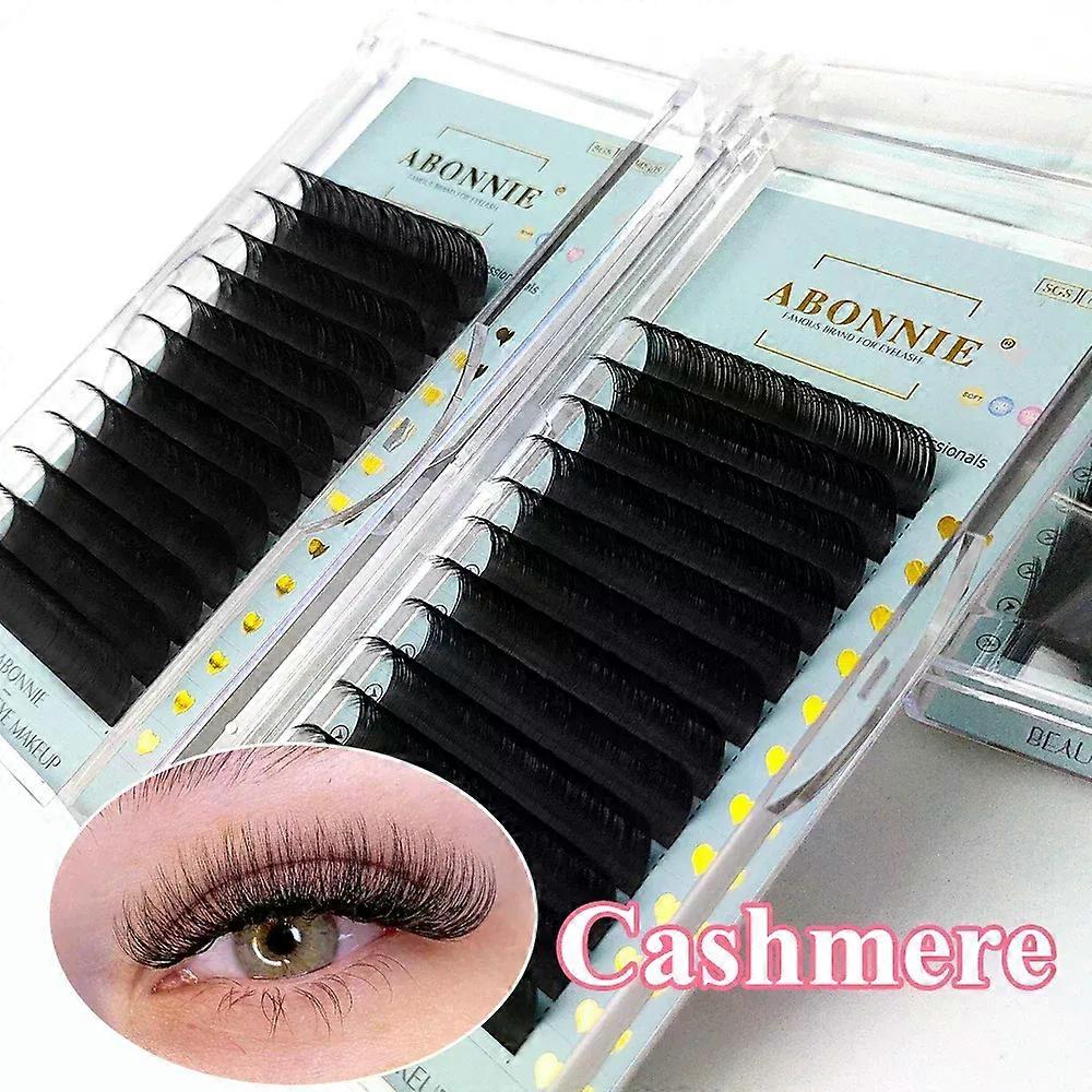 Extensions de cils individuels classiques Abonnie Cashmere, cils noirs ultra mats, cils duveteux, cils toutes tailles