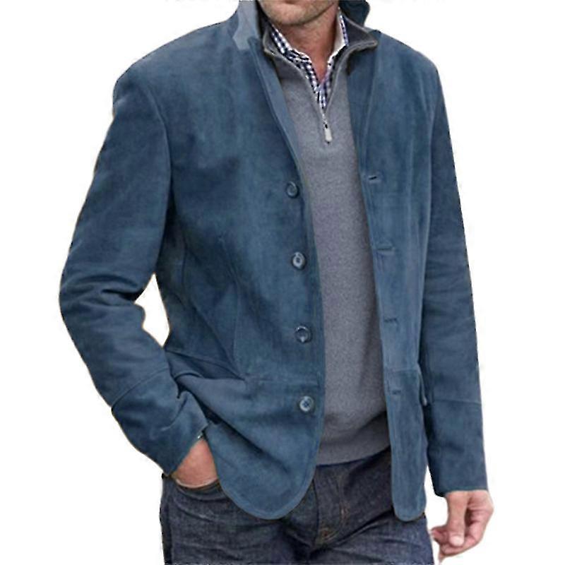 British Style Suit with Simple Collar and Button-Up Coat for Men