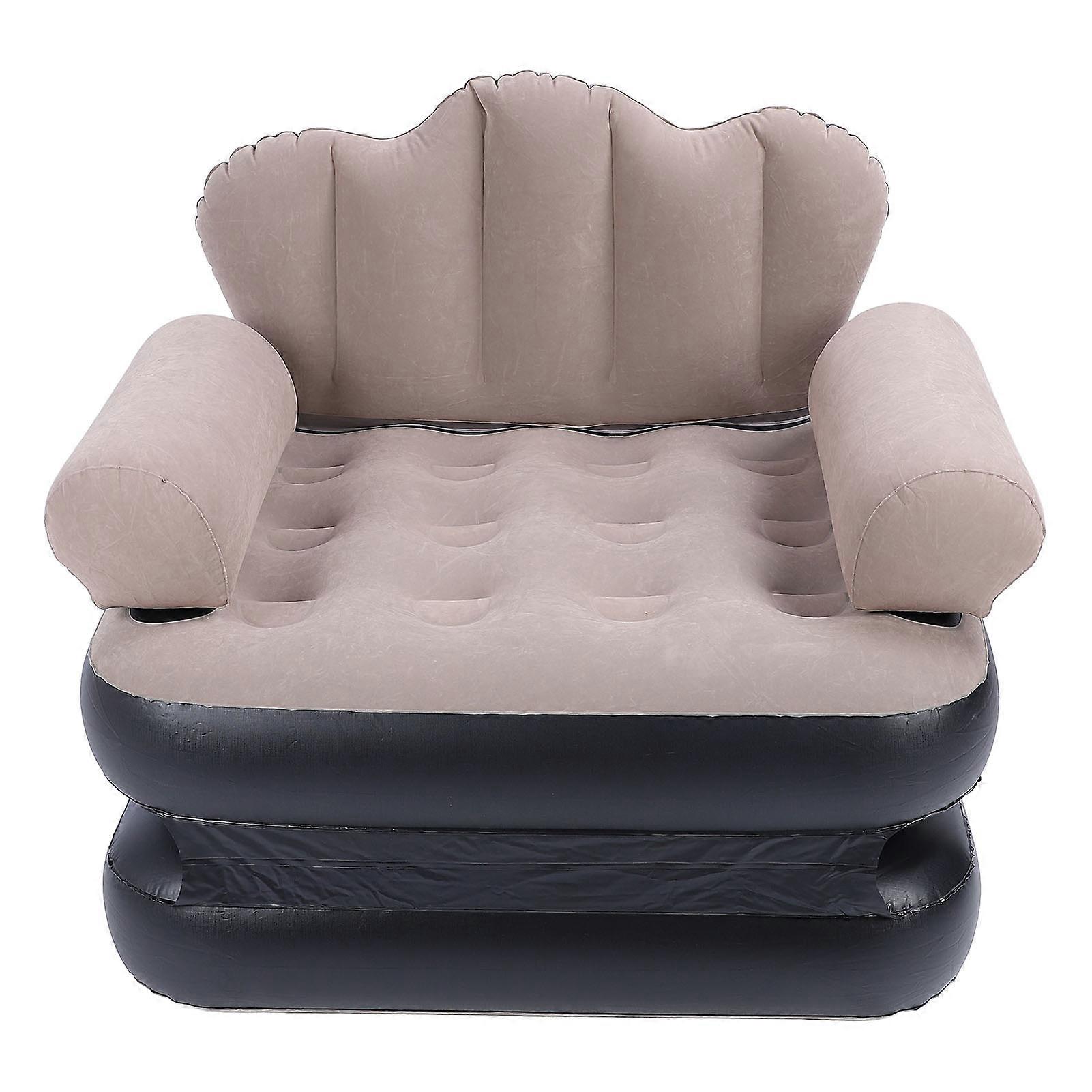 Inflatable Sofa Bed 198x70cm Thickened PVC Coffee Color Portable