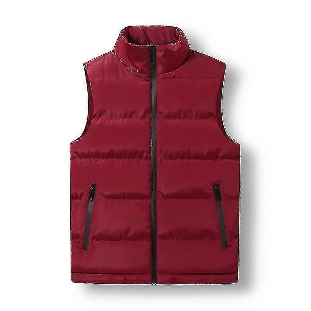 Herrarnas solida stative-collar vadderade västjacka slimmade västar