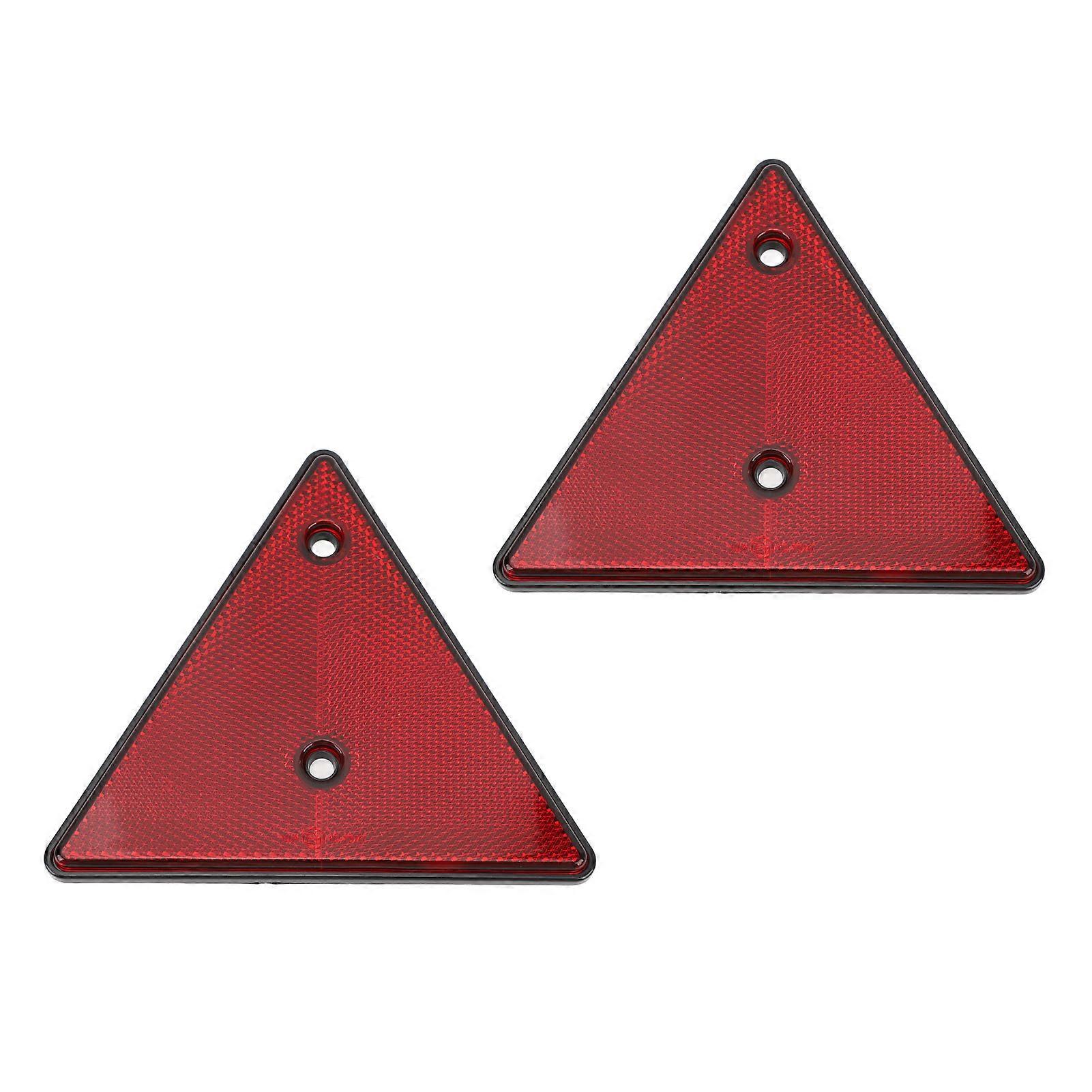 2 Pcs Red Triangle Safety Reflectors 15cm Screw Fix Trailer