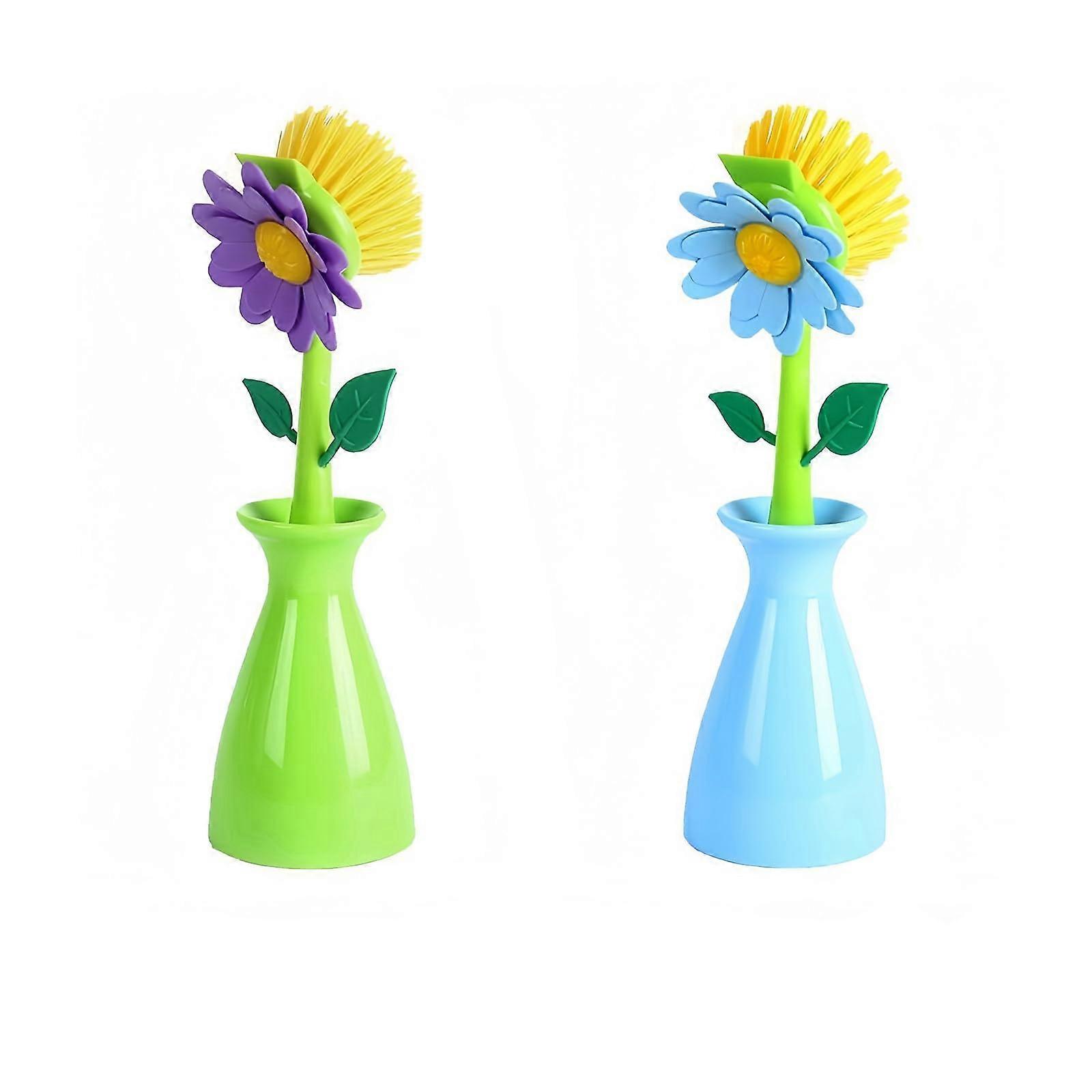 2 pcs long handle dish brush for cleaning kitchen pots, pans, sinks