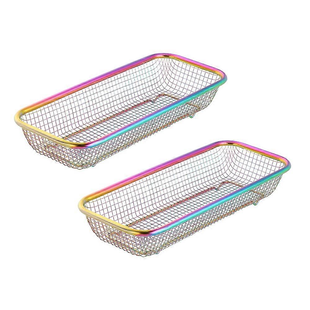 2 pcs Stackable Mesh Drawer Organizer for Kitchen Utensils Filter Drying Rack Holder