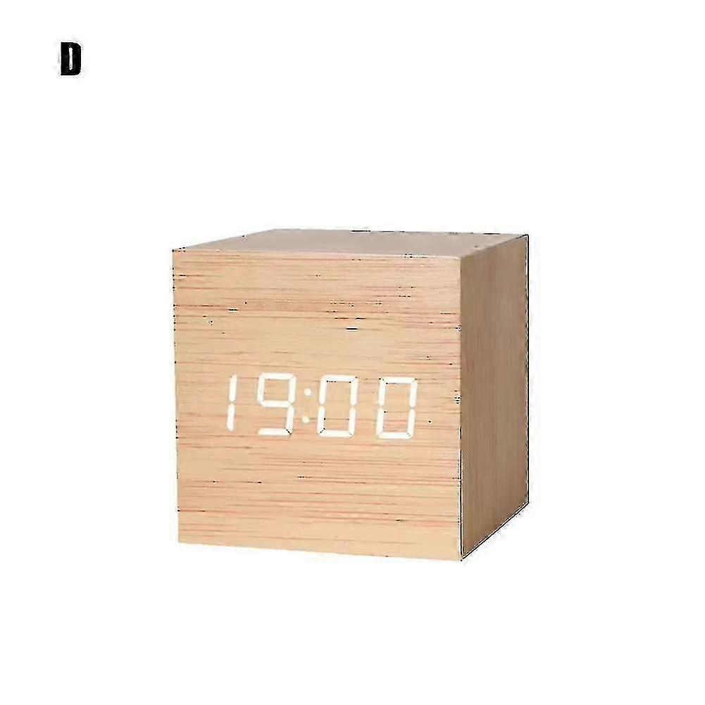 Intelligent Voice Controlled Alarm Clock Modern Wooden Wood Digital Led Clock
