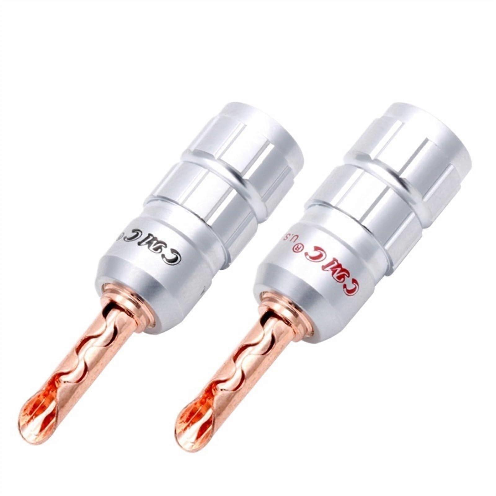 2 قطعة مكبر صوت الموز موصل لا لحام النحاس جاك ذكر محول الأسلاك اللولبية لموصل كابل الصوت والفيديو