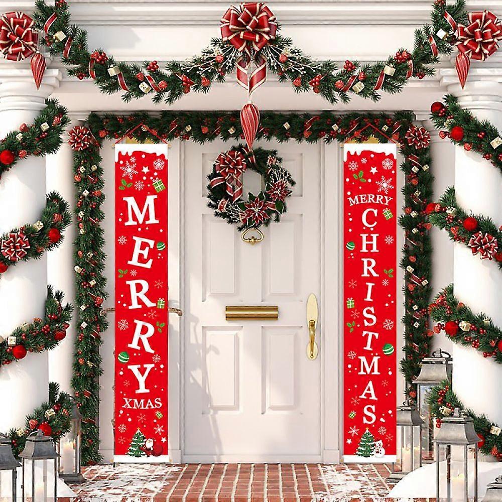 Waterzx Household Christmas ribbon, Christmas porch panel, indoor or outdoor decoration, hanging on the wall, door, Christmas, party decoration