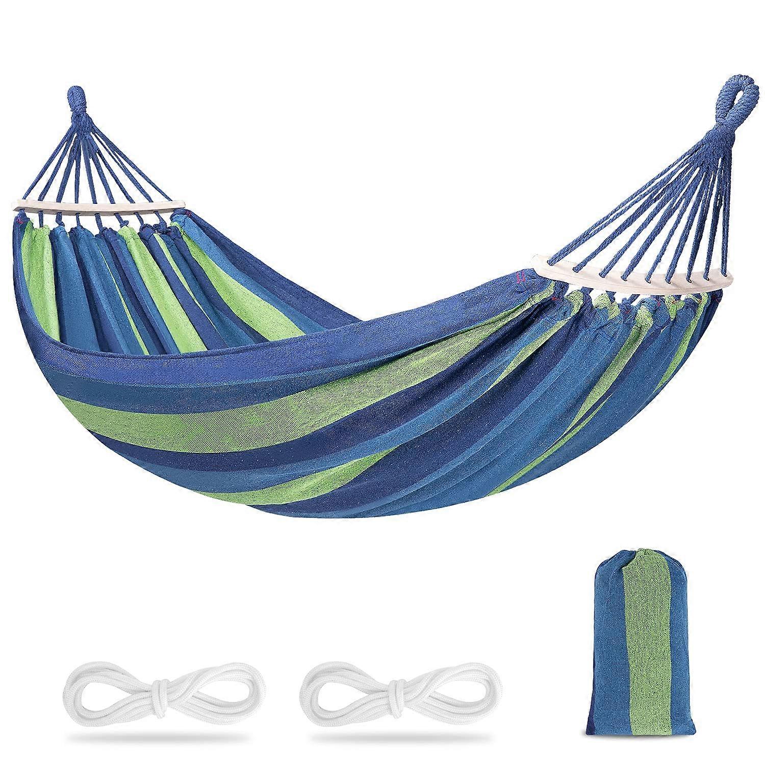 Tree Blind Camp Hammock - Large Cotton Canvas Beach Swing Chair, Supports Up to 280 kg, Blue for Balcony and Patio Use