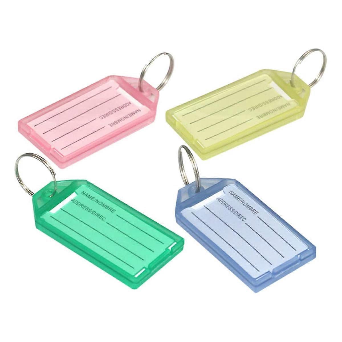 80 Pcs Key Ring Key Ring, Assortment of Plastic Key Chains Luggage Tags with Stainless Steel Ring Can Open Window to Change Contents STOL