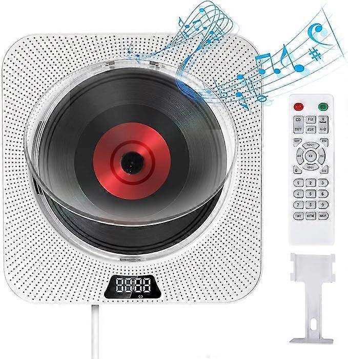 CD Player Portable with Bluetooth Wall Mountable, CD Player with Dust Cover Built-in HiFi Speakers, Home Audio Boombox with Remote Control FM Radio US