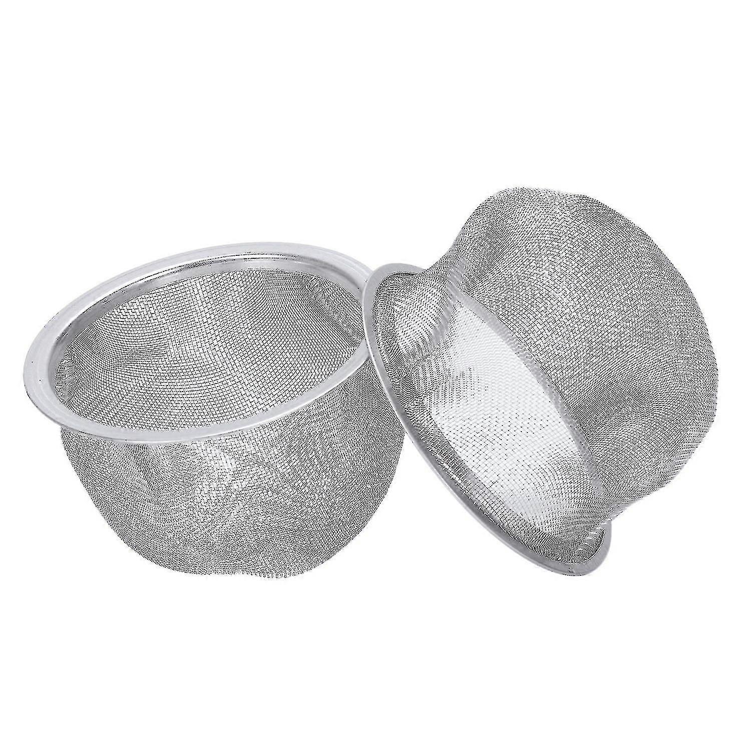 2 Pcs Stainless Steel Drainer Mesh Tea Strainer Teapot Filter Silver
