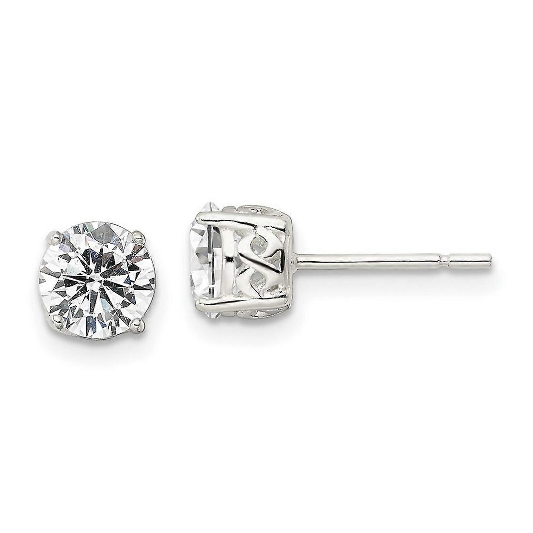 925 Sterling Silver Polished 6mm Round Cubic Zirconia Infinity Basket Set Stud Earrings 6x6mm Wide-Stud Earring for Wome
