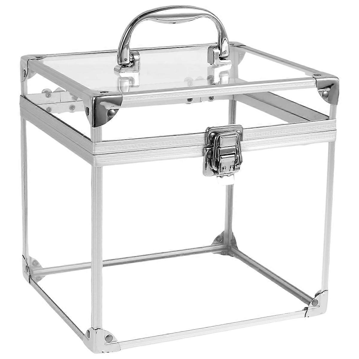 Clear Makeup Case, Cosmetic Organizer, Case with Latches & Handle, Large Capacity Makeup Tools Box